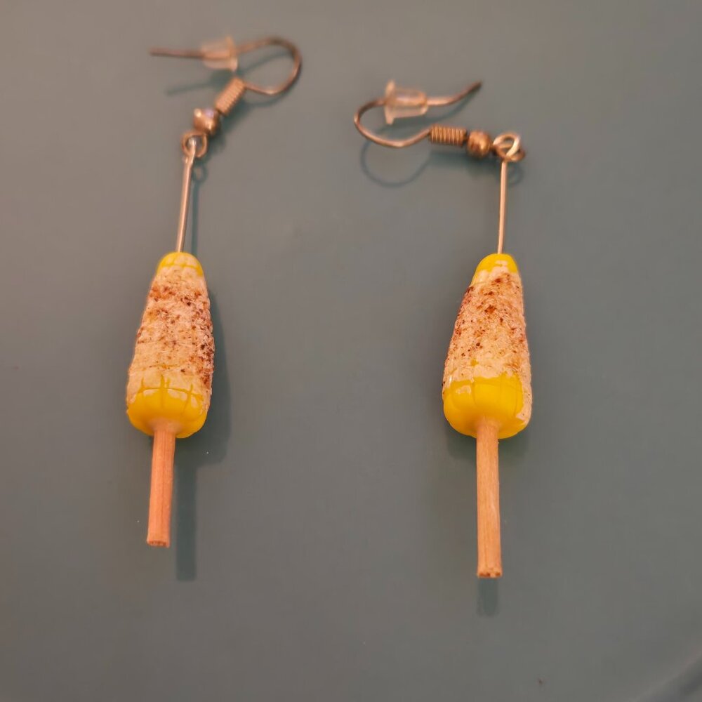 Elote Earrings II Food Jewelry, Mexican Street Corn Yellow Earrings Tajin Realis